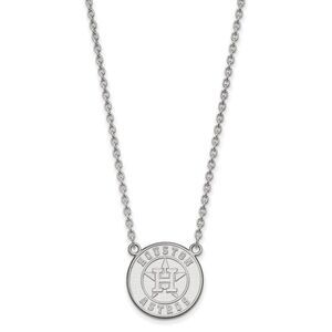 Sterling Silver MLB Houston Astros LG Disc Necklace, 18 Inch